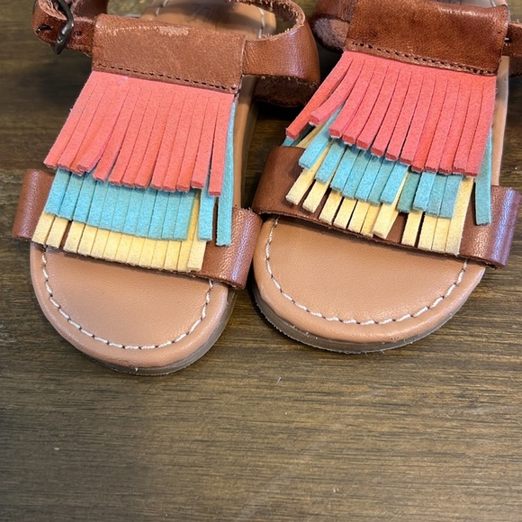 Zara Baby Girl Sandals Leather Fringe Tassel Boho Pink Blue Yellow 2-3 - Picture 6 of 7